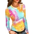 thumbnail image 1 of Women Fall Long Sleeve Stretch Slim Round Neck Ribbed Basic Top, 1 of 2
