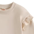 thumbnail image 5 of Nwiuh Toddler baby Girls Ruffle Sleeve Sweatshirt 6 Months-4 Years Solid Color Crewneck Cotton Pullover (Beige, 6-12 Months), 5 of 6