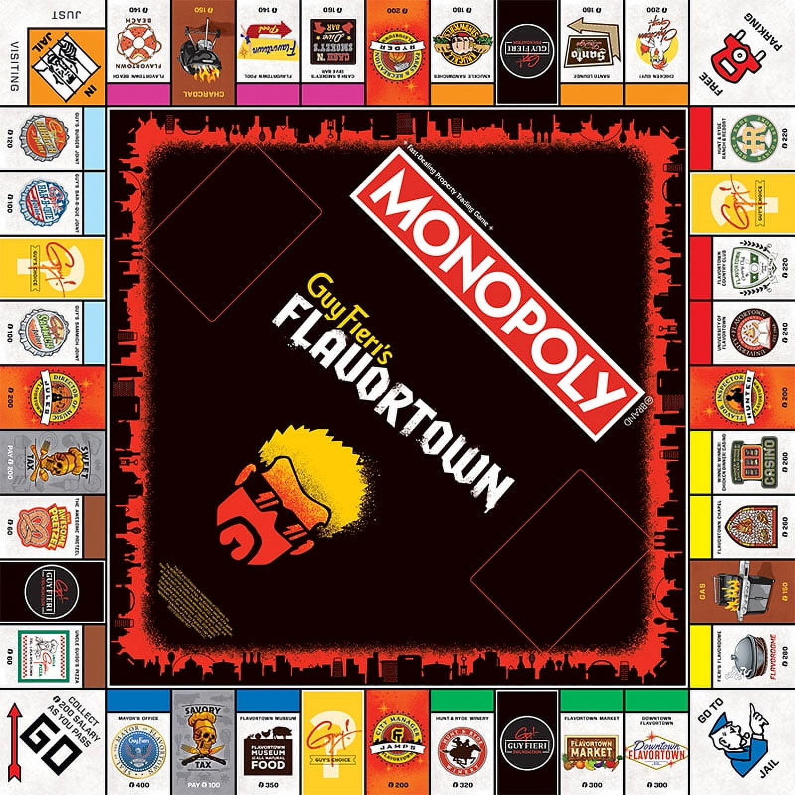 Monopoly: Flavortown Board Game, Featuring '68 Chevy Camaro, Knuckle Sandwich Coin and More, Buy, Sell, Trade Guy Fieri?s Restaurants, Build Your Own Culinary Empire, Officially Licensed Merchandise