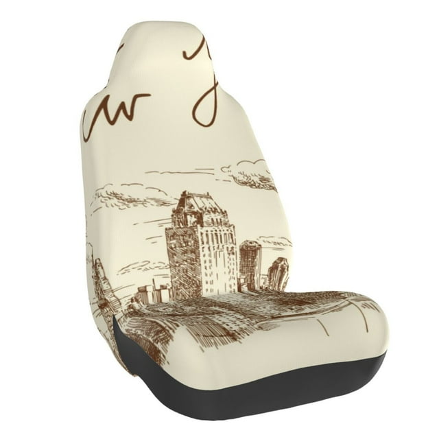 Wukai New York Full Set Car Seat Covers with Soft Padding Universal Auto Front Seats Protector and Cushion Mat