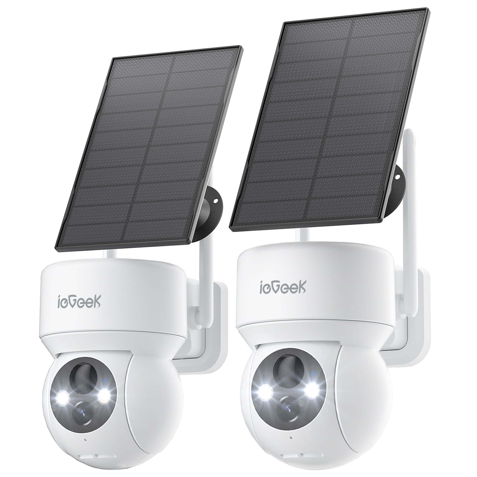 ieGeek PTZ 360° View Solar Home Wireless Security Camera, WiFi, Outdoor, Spotlight & Siren, 2 Pack, 2K/3MP Color Night Vision Wireless Surveillance Camera