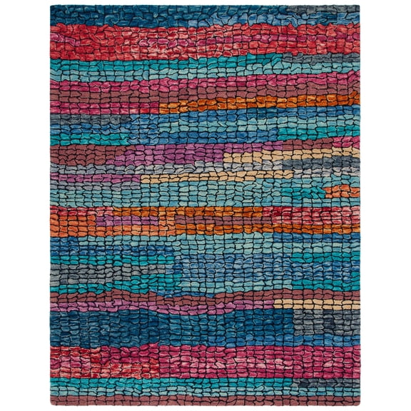 SAFAVIEH Aspen Leontyne Geometric Wool Area Rug, Navy/Red, 8' x 10'