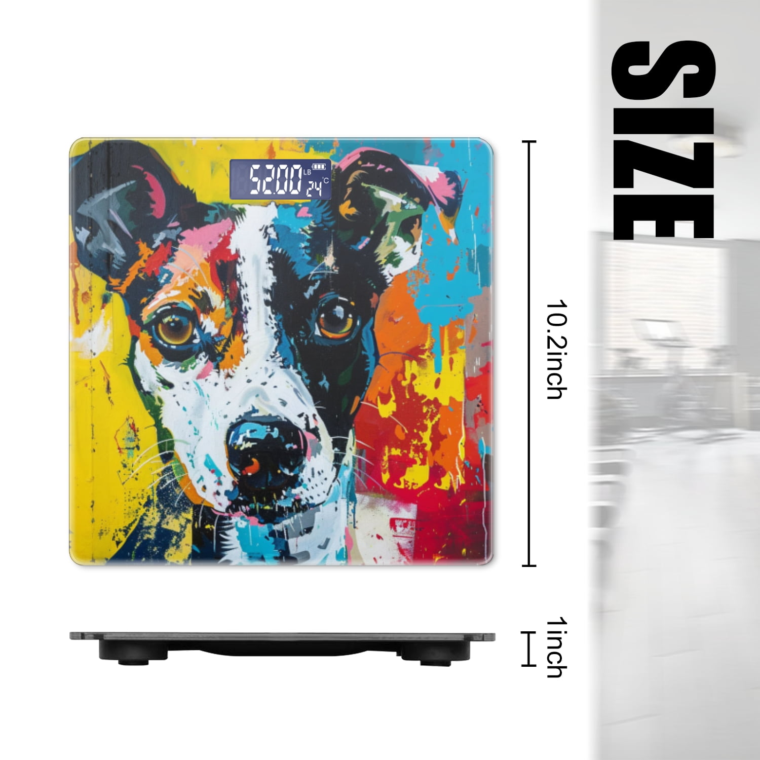 High Precision Body Weight Scale Smart Bathroom Scales with Large LCD Display(400lbs),Decorative for Bedroom-Abstract Colorful Painting Of Jack Russell Terrier
