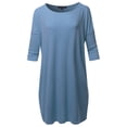 thumbnail image 1 of A2Y Women's Oversized Crew Neck 3/4 Sleeve Side Pockets Drop Shoulder Boxy Top Titanium 2XL, 1 of 6