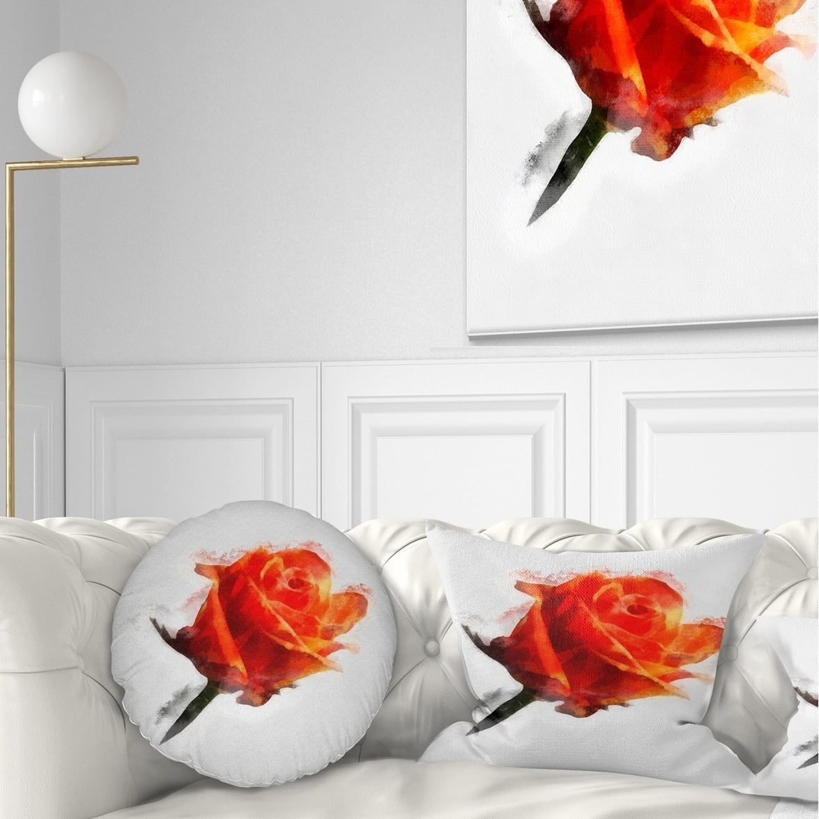 Design Art Designart Red Rose Drawing With Watercolor Floral Throw Pillow Walmart Com Walmart Com