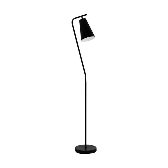 Rekalde - 1-Light Floor Lamp - Black Finish - Black Exterior/White Interior Metal Shade