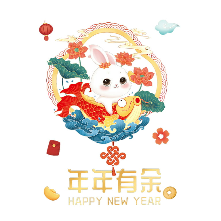 2023 Chinese New Year Glass Static Window Decal Stickers Rabbit