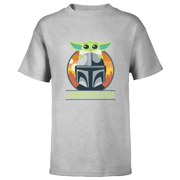 Star Wars The Mandalorian and Grogu #1 Dad in the Galaxy - Short Sleeve T-Shirt for Kids - Customized-Athletic Heather