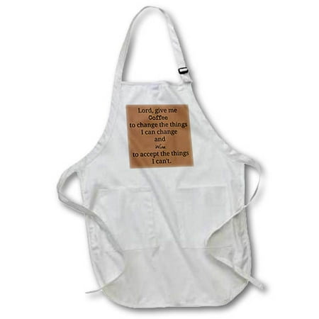 

3dRose lord give me coffee and wine to change and accept black letters Full Length Apron 22 by 30-inch Black With Pockets
