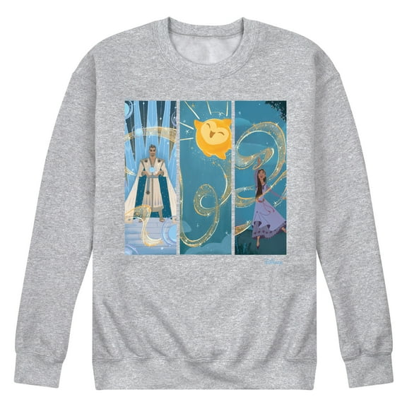 Disney Wish - Character Panels King, Star, & Asha - Men's Crew Neck Fleece Pullover