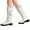 White, variant on Women's Black Winter Warm Down Cowboy Boots Cute Bowknot Plush Knee High Boots Pull On Furry Lined Platform Booties Size 9