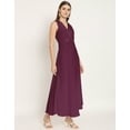thumbnail image 3 of Moomaya Solid Wrap Style Maxi Dress, Sleeveless V-Neck A-Line Party Dress, 3 of 8