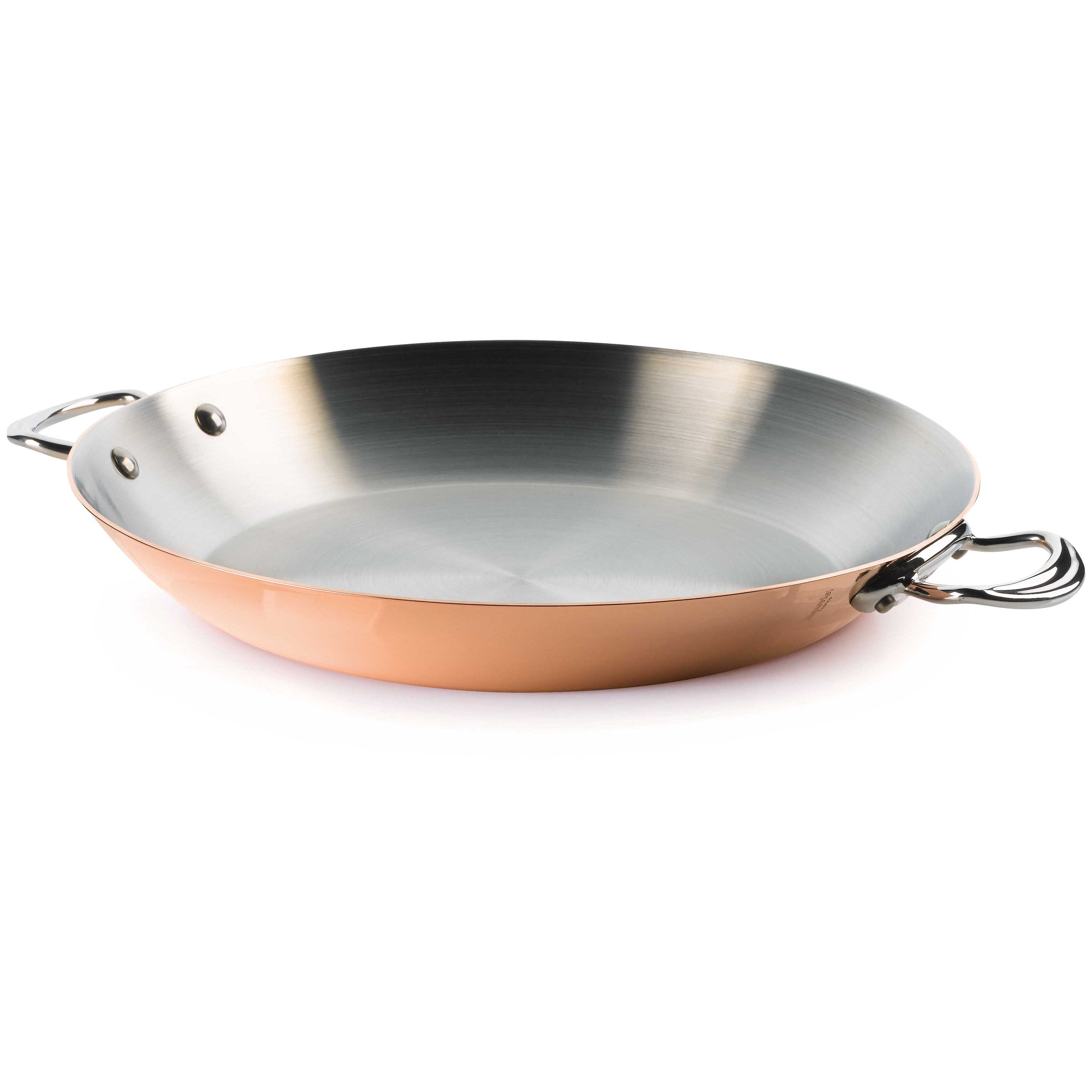 Mauviel MHeritage M150S Copper and Stainless Steel Paella Pan, 13.7 