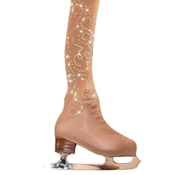 Girls/Women Over the Boot Ice Skating Tights with Rhinestone Design