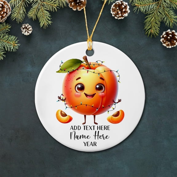 Personalized Ceramic Apricot Xmas Ornament Gift for Men Women Vegetable Lover, Christmas Tree Decoration 2025, Customized Name Fruit Decor