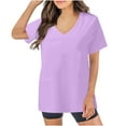 thumbnail image 2 of Fanxing Womens Scrub Tops Fashion V Neck Work Uniform T Shirt Short Sleeve Nurse Tops with Pocket Working Uniform Tees Purple,XXL, 2 of 5