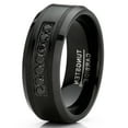 thumbnail image 2 of Mens Tungsten Ring Black Stainless Steel Wedding Band 7 Round Cubic Zirconia 8MM, 2 of 3