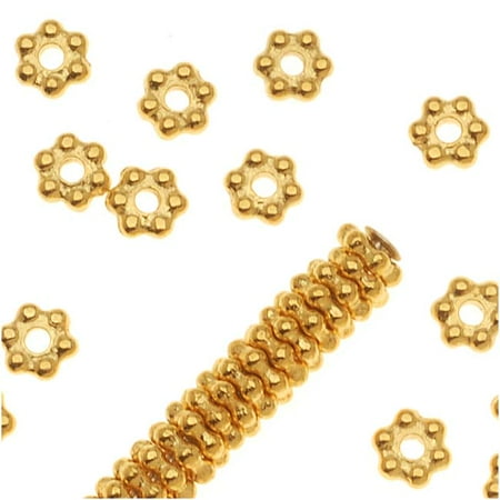 - Bright 22K Gold Plated Pewter Daisy Spacer Beads 3mm (50)
