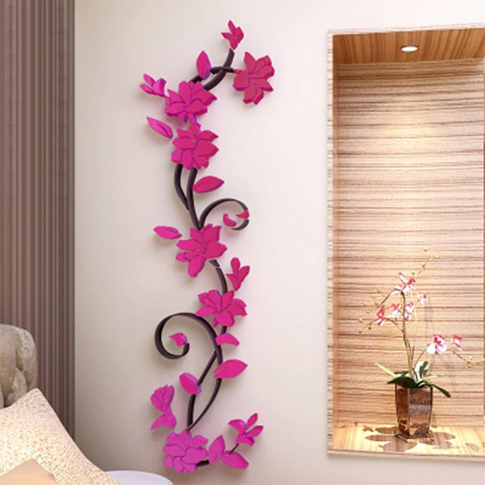 Flower 3D Mirror Wall Stickers Removable Decal Wall Art Mural Home Bedroom Decor 