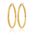 thumbnail image 5 of 14K Solid Yellow Gold 3mm Tube Round Large Hoop Earrings, 5 of 10