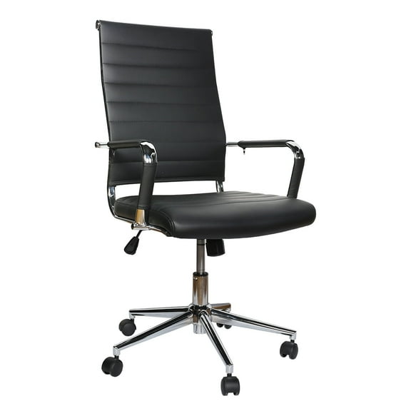 Okeysen Home Office Desk Chair Mid-Back Ergonomic Leather Swivel Chairs Adult, Black