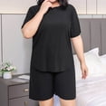 thumbnail image 5 of Aezemi Women Plus Size Sleep Set 2 Piece Fashion Short Sleeve Tops Shorts Summer Spring Home Comfy Casual Pajama Sets for Women 3XL, 5 of 8