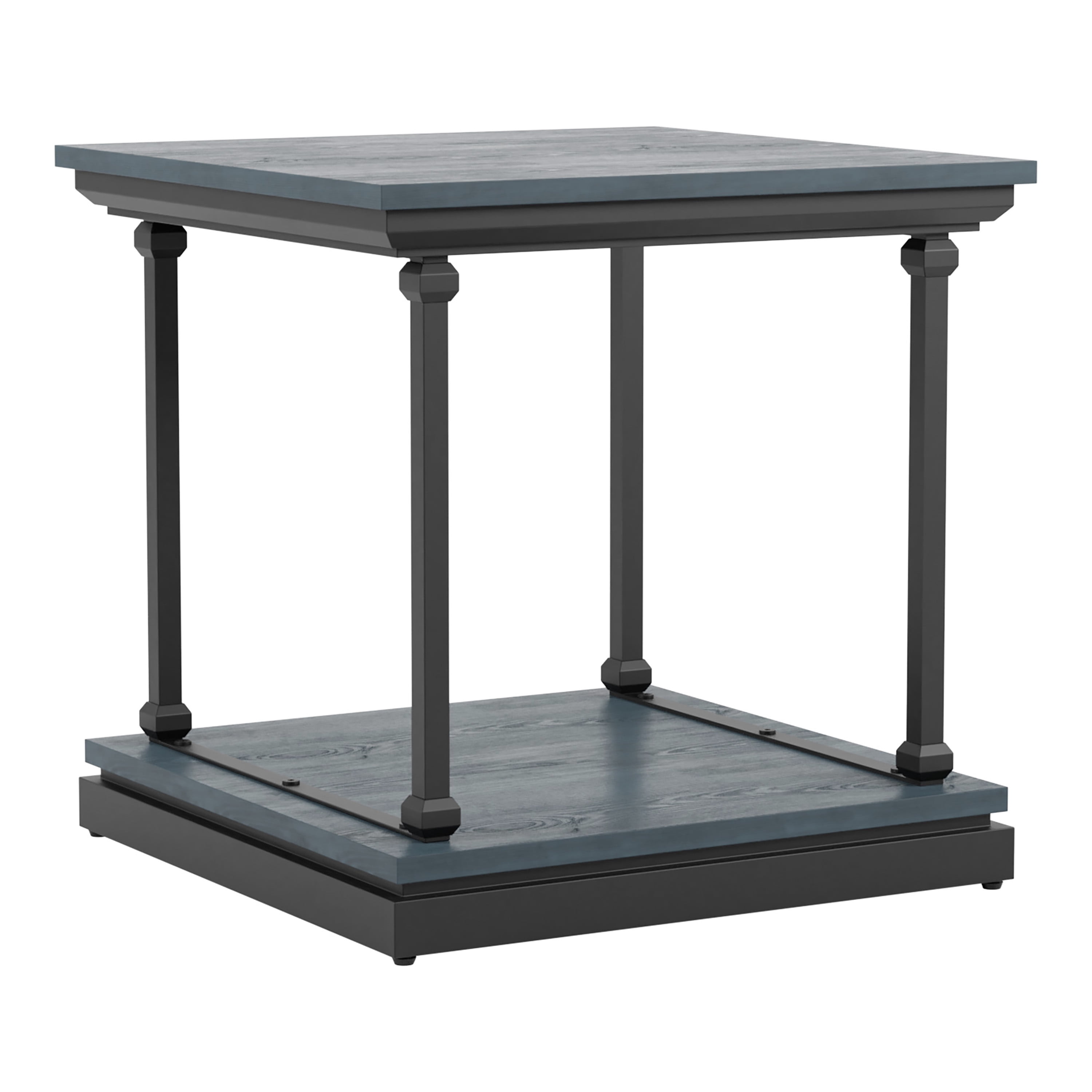 Furniture of America Laem 1-Shelf End Table, Antique Blue