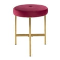 thumbnail image 3 of Chloe Contemporary Vanity Stool in Gold Metal and Blush Pink Velvet by LumiSource, 3 of 8