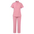 thumbnail image 2 of Conjunto de uniforme de enfermera: blusa y pantalón quirúrgicos para sector sanitario, cosmetología y peluquería de mascotas. M Rosa, 2 of 10