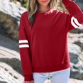 thumbnail image 3 of Yokua Womens Varsity Striped Oversized Sweatshirt Crewneck Long Sleeve Casual Fashion Pullover Top Fall Outfits, 3 of 7