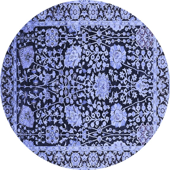 Ahgly Company Indoor Round Oriental Blue Industrial Area Rugs, 7' Round