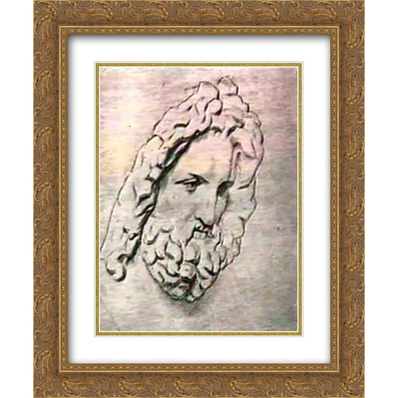 Nicholas Roerich 2x Matted 20x24 Gold Ornate Framed Art Print 'Head of Zeus'
