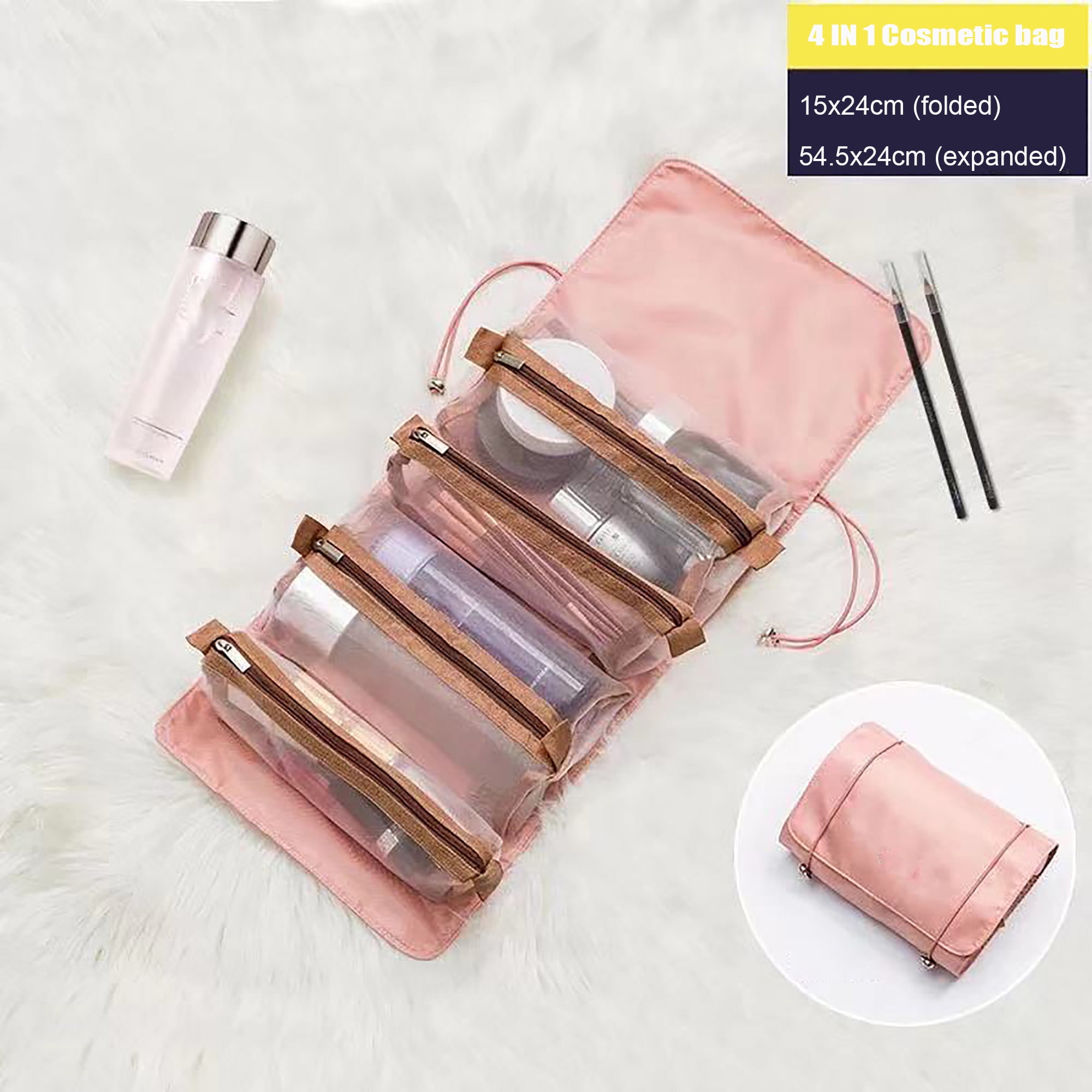 Hanging Rollup Makeup Bag Portable Toiletry Cosmetic Travel Bag