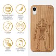 thumbnail image 4 of Case Yard Wooden Case Outside Soft TPU Silicone, Slim Fit Shockproof Wood Protective Phone Cover for Girls Boys Men and Women, Supports Wireless Charging Anubis Design case for iPhone-XR, 4 of 7