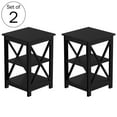 thumbnail image 4 of Lavish Home Set of 2 End Tables or Nightstands with Storage Shelves, Black, 4 of 7