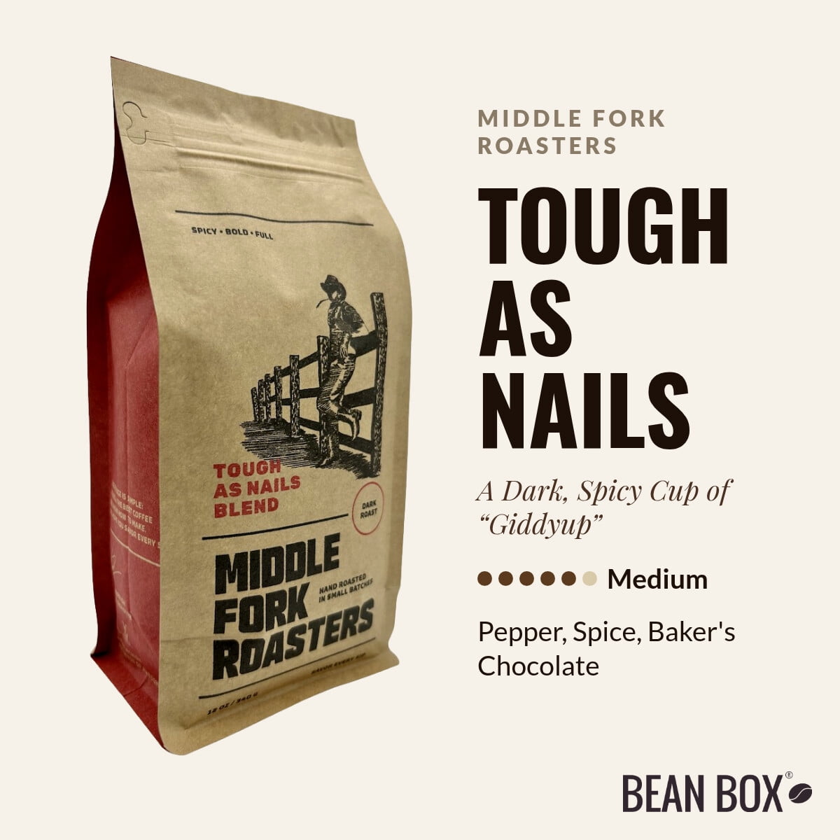 Tough as Nails - Roasted by Middle Fork Roasters - Whole Bean Coffee - 2lb Bag