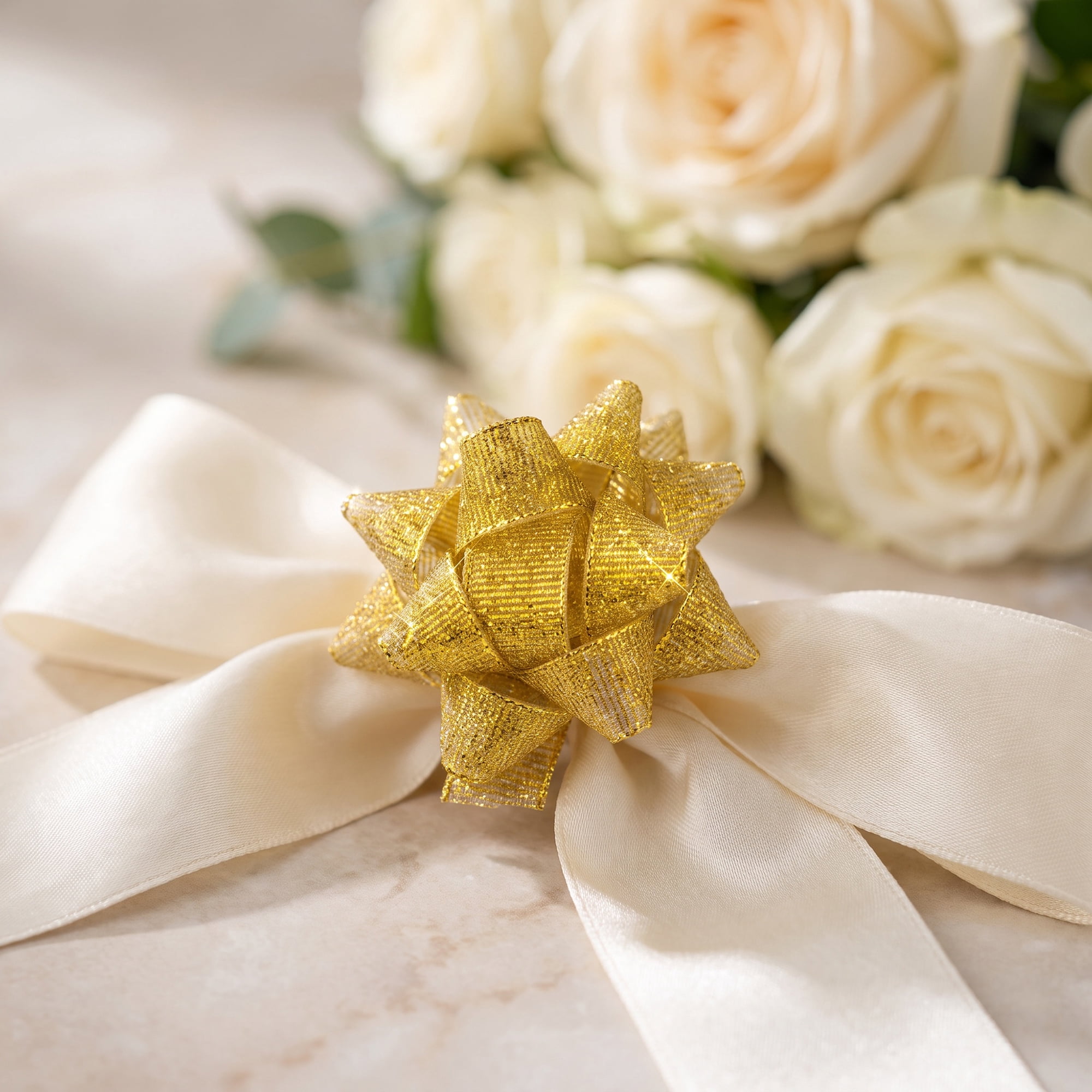 Unique Bargains Multi-Layer Star Gift Bows for Holiday Gift Wrapping and Decoration Gold