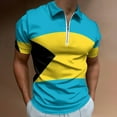 thumbnail image 2 of Bahamas Flag Men Zipper T-shirt Summer Casual Short Sleeve T-shirt Top, 2 of 7