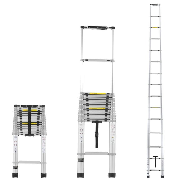 KFFKFF 20.3 FT Telescoping Ladder, 419 lbs Load Capacity Aluminum Telescopic Extension Ladder, Multi-purpose Collapsible Ladder with Anti-slip Feetfor RV, Home or Outdoor Work
