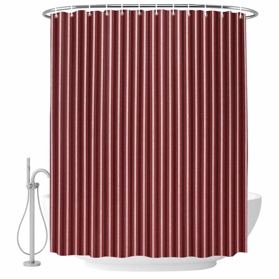 Red Lines Fabric Shower Curtain Stripe Washable Shower Curtains for Bathroom, Waterproof Bath Curtain with Hooks Home Decor 36x72in