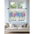 thumbnail image 4 of Sheer Curtains 54 Inch Length, Blue Pink Hydrangea Semi Sheer Curtains Light Filtering Window Treatment, Eucalyptus Leaves Grey Plaid Privacy Voile Drapes for Living Room Bedroom 52x54 Inch, 4 of 7