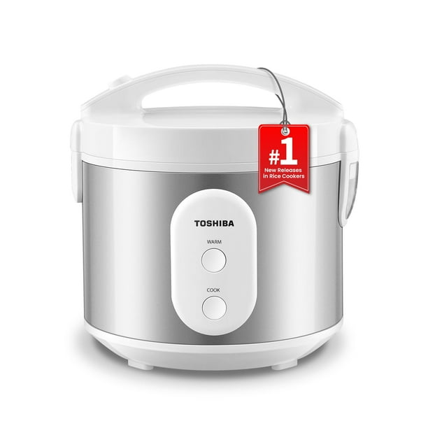 TOSHIBA Arrocera y vaporizador Simple 5.5 taza (sin cocinar) con cesta al vapor, olla interior extraíble antiadherente y tapa interior, para sopas, guisos, frijoles y avena, función One Touch & Keep