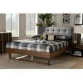 thumbnail image 7 of Baxton Studio Natalia Mid-Century Modern Dark Grey Fabric Upholstered and Ash Walnut Finished Wood Queen Size Platform, 7 of 7