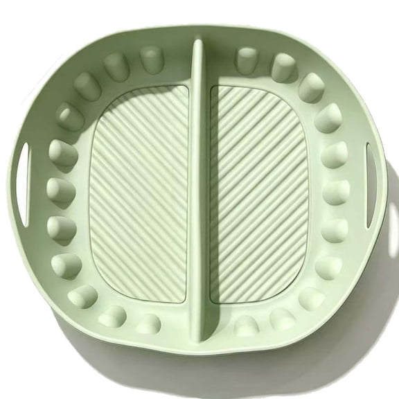 Reusable Divided Air Fryer Silicone Liner, Non-Stick Basket Insert for Baking & Meal Prep, 2 Compartment Air Fryer Accessories for Kitchen