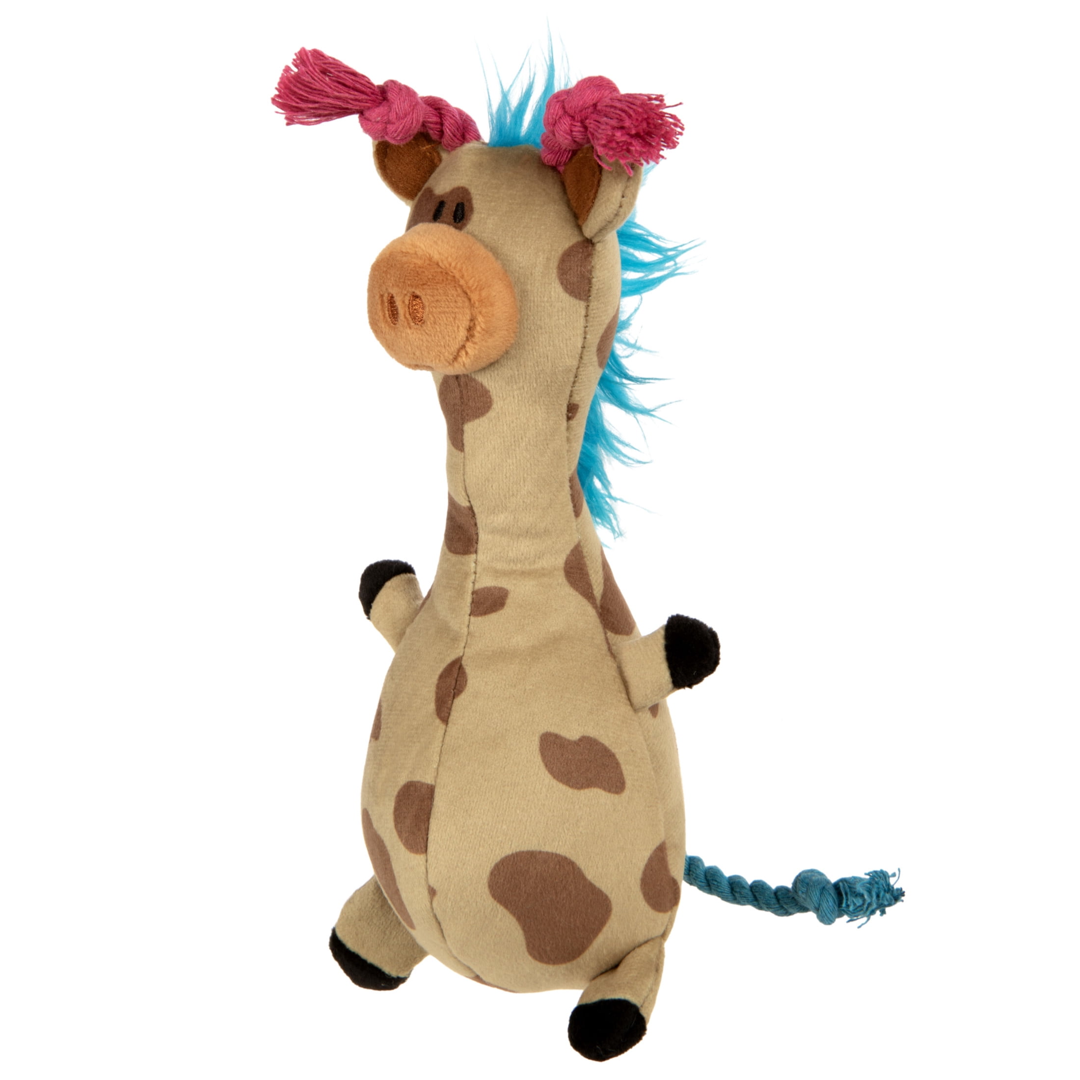 TrustyPup Tough 'N Fun Long Neck Giraffe Plush Squeaky Chew Guard Dog Toy, Tan Small