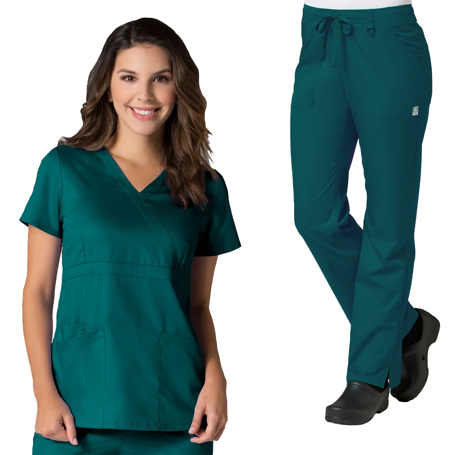 Maevn EON Women's Back Mesh Panel YNeck Scrub Top & EON Full Elastic