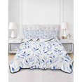 thumbnail image 3 of Blue Leaf Twin XL Size Down Alternative Comforter,Lightweight Comforter Quilt Bedding Set with Pillow Shams Modern Botanical Foliage Plant Country Flower Bed Comforter Duvet Insert 68"x98", 3 of 7