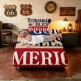 thumbnail image 5 of Manfei Rustic God Bless America Print Twin Sheets, 4th of July Bedding, Multicolor, Navy Reversible 3pcs (1 Flat Sheet, 1 Fitted Sheet and 1 Pillowcase), 5 of 6