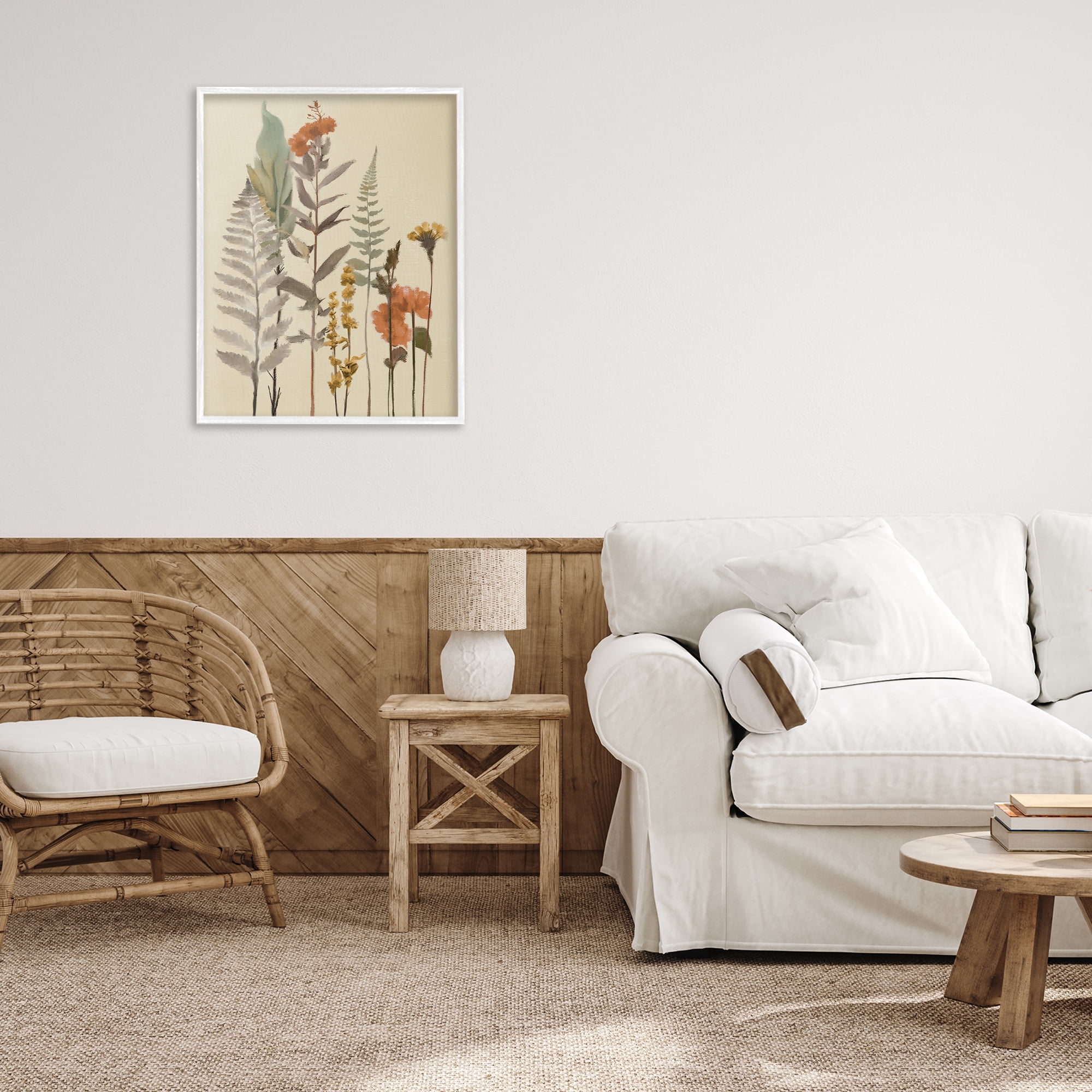 Stupell Industries Fall Botanicals and Ferns White Framed Giclee Art, design by Elizabeth Medley
