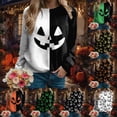 thumbnail image 2 of Towmus Women's Halloween Shirts Casual Long Sleeve Funny Face Pumpkin Shirts, 2 of 6